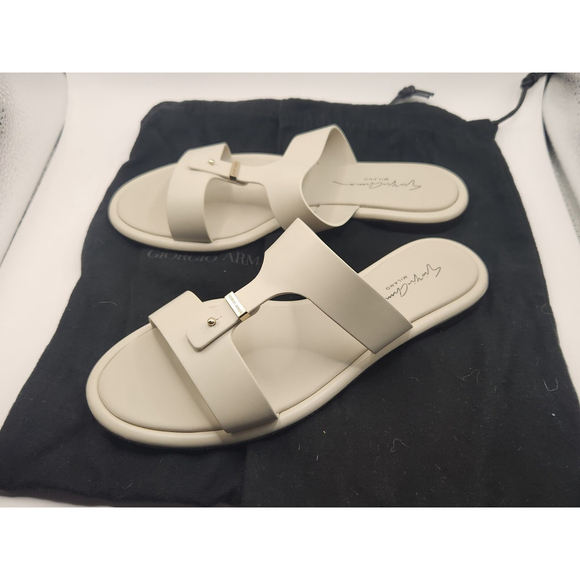 Giorgio Armani Shoes - Giorgio Armani Flat Leather Sandals - New With Box